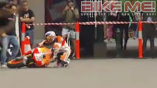 Pedrosa Crash in Demonstration Ride [upl. by Oinigih]