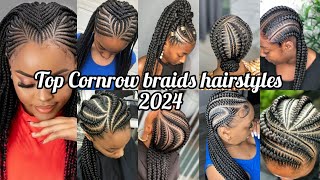 Top 50 Cornrow braids hairstyles for black ladies  Cornrow hairstyles Cornrows styles 2024 [upl. by Rikki880]