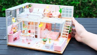 DIY Miniature Dollhouse Kit  The Girlish Dream  Duplex Apartment  Relaxing Satisfying Video [upl. by Kotick408]