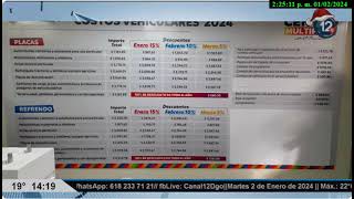 02012024 Costos por pago de refrento e impuestos vehiculares 2024 [upl. by Lyret]