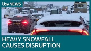 Travel disruption continues as heavy snowfall heads east  ITV News [upl. by Inus502]