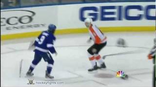 Braydon Coburn vs Steve Downie Nov 9 2011 [upl. by Esenaj824]