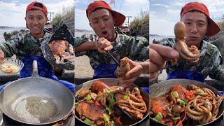 Fisherman Dagang boiled lobster conch abalone octopus and prawns with beeryummy seafoodboil [upl. by Sible]