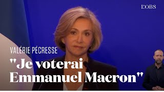 Valérie Pécresse appelle à voter Macron au second tour de la présidentielle [upl. by Eelrebmik]