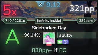 91⭐ splitty  VINXIS  Sidetracked Day Infinity Inside EZDT 9614 321pp 5❌  osu [upl. by Natloz]