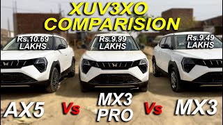 NEW XUV3XO MX3 vs MX3 PRO vs AX5  DETAILED COMPARISION OF XUV3XO MOST VFM VARIANT  NEW 2024 XUV3XO [upl. by Midas]