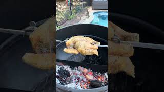 New day another 🐓on the WeberGrills rotisserie 🤤 😋 yummy rotisseriechicken asmrfood [upl. by Acinaj]