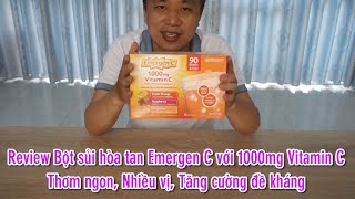 Review Bột sủi hòa tan Emergen C 1000mg Vitamin C thơm ngon với 3 vị Phúc bồn tử mâm xôi cam quýt [upl. by Arelus]