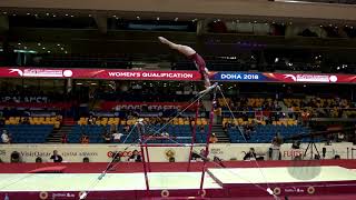 CAMPOS Paulina MEX  2018 Artistic Worlds Doha QAT  Qualifications Uneven Bars [upl. by Enogitna]