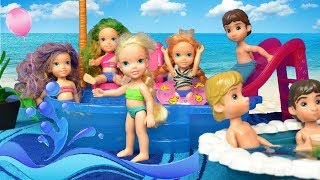 Anna and Elsa Toddlers Swimming Pool Party with Friends Fun Disco Playdate  Elsya and Dylan [upl. by Inneg]