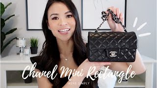 CHANEL MINI RECTANGLE REVIEW PROSCONS amp WHAT FITS INSIDE  Irene Simply [upl. by Aititel713]