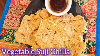 Vegetable Suji Pancake  Suji Ka Cheela  Instant Rava Uttapam  Sooji Ka Nashta  Lunch Box Recipe [upl. by Glogau]