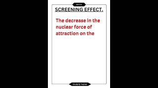 what is screening effect in chemistry 😇 chemistry shorts [upl. by Nevram]