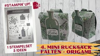 Origami Schnellen Mini Rucksack falten aus Papier  Stampin Up Schulranzen Flaschenpost Anleitung [upl. by Htrow]