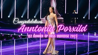 Fan view Anntonia Porxild 1st Runner Up Miss Universe 2023  Anntonia P Series GammieBeautyPageant [upl. by Izak465]