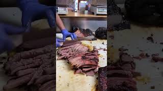 Tender amp Juicy Smoked Beef Brisket  Perfect Slicing at The Salt Lick BBQ Driftwood Texas shorts [upl. by Enneiviv68]