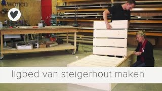 ligbed van steigerhout maken  vtwonen  doehetzelf [upl. by Enyrehtak]