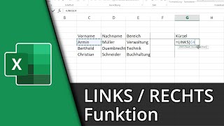 Excel Links Funktion  LINKSRECHTS ✅ Tutorial [upl. by Ajani]