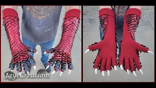 Simple Elbow Length Red Dragon Arms  ASMR Knitted Scalemail Gauntlets  JayeCreations [upl. by Orelle442]