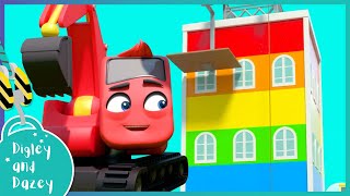 Build a Building  Fun Colors Learning  Digley and Dazey  Kids Construction Truck Cartoons [upl. by Admana]