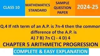 If nth term of an AP is 7n4 then the common difference of the AP is A 7 B 7n C  4 D 4 [upl. by Ryhpez]