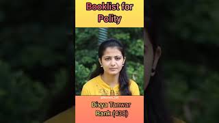 Booklist for Polity  Divya Tanwar  UPSC CSE Rank438 polity upsc books BharatsIAS [upl. by Son618]