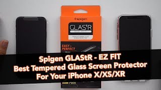 Spigen GLAStR Tempered Glass EZ Fit Protector Install  iPhone XXRXS [upl. by Winifield]