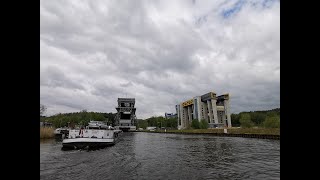 The Wodnik barge during the passage through the ship lift Niederfinow in Germany 06072021 [upl. by Dnilasor]