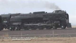 Union Pacific  844  Laramie WY 11Apr2009 UP Steam Train [upl. by Arikehs]