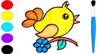 Cute Bird Drawing Tutorial  How To Draw A Cute Bird  Bird Drawing Easy For Kids [upl. by Essyla]