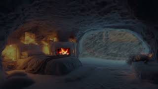 Warm Cave in a Cold Snowstorm  ASMR  Soothing Fireplace Sounds for Perfect Rest and Relaxation [upl. by Stanislas637]