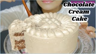 ASMR BIG BITE 咀嚼音🎂Chocolate Cream Cake チョコクリームケーキ 巧克力鮮奶油蛋糕 초코 생크림케이크 먹방 EATING SOUND [upl. by Adena]