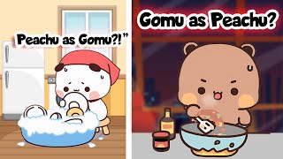 Gomu and Peachu Swap  Bubu Dudu  Cute Couple  Goma Peach  Animation [upl. by Suirtimed]