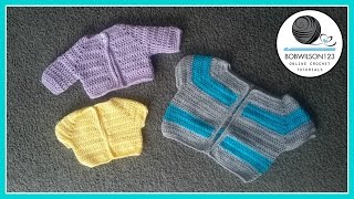 Cardigan Crochet Tutorial  Various Child Sizes [upl. by Koralle]