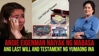 ANDIE EIGENMAN NAIYAK NG MABASA ANG LAST WILL AND TESTAMENT NG YUMAONG INA NA SI JACLYN JOSE [upl. by Eerehc]