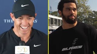 Rory McIlroy leaves room in stitches with response to Caleb Williams question [upl. by Bernetta]