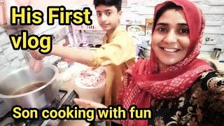 میرا گھر میری جنتمیرے بیٹے آیان کا کچن کا پہلا دنPakistani family vlog cooking with fun [upl. by Dhumma]