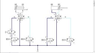 FluidSim sequential motion of double acting cylinder [upl. by Atikel43]