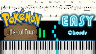 Pokémon  Littleroot Town Theme  EASY piano tutorial with CHORDS [upl. by Lynsey795]