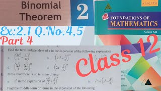 Class 12Binomial TheoremEx21 part 4 Qno 4 and 5 all neb class12 viralvideo [upl. by Nired754]