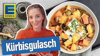 Kürbisgulasch Rezept  Herbstliche Gerichte mit Kürbis [upl. by Adachi35]