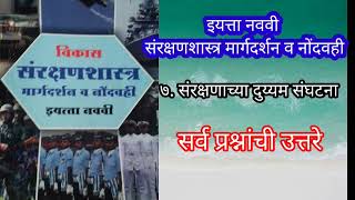 ७संरक्षणाच्या दुय्यम संघटना  इयत्ता नववी संरक्षणशास्त्र मार्गदर्शन व नोंदवही प्रश्नांची उत्तरे [upl. by Aleakam]