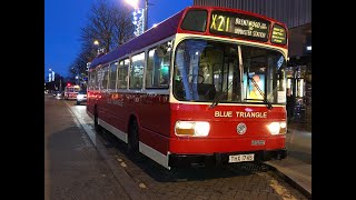 THRASH Blue Triangle Leyland National LS174 THX174S on Route X21  Ensign Running Day 2021 [upl. by Pantia593]