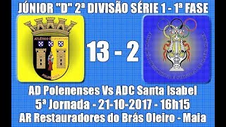 Distrital AF Porto  Júnior 2ª Div S1  5ª Jorn quotPolenenses Vs Santa Isabelquot 1ª Fase 201718 [upl. by Giefer826]