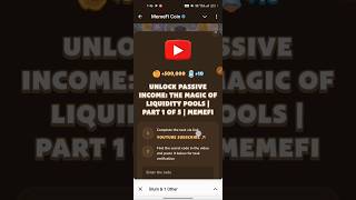 Memefi Video Code Today  Unlock Passive IncomeThe Magic of Liquidity Pools Memefi New video code [upl. by Eldwun469]