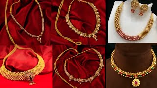 कम वजन वाले सोने की गलसरी के डिजाइनGold Thushi Necklace Design Collection 2022New Pattern Galsari [upl. by Ilsel]