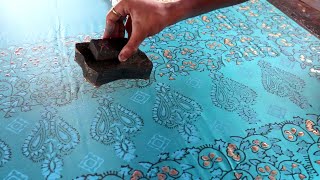 Beautiful Block Print Design on Silk Saree [upl. by Larianna]