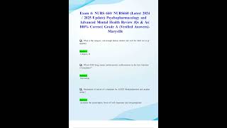 EXAM 4 NURS 660 NURS660 LATEST 2024 2025 UPDATE PSYCHOPHARMACOLOGY AND ADVANCED MENTAL HEALTH REVIEW [upl. by Esiouqrut585]