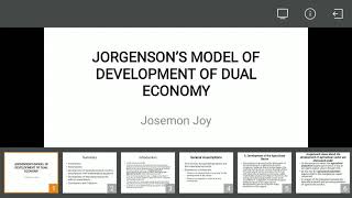 Jorgenson Model of Development of Dual Economy [upl. by Aslin]