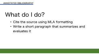 Annotated Bibliography [upl. by Eniamrahc688]